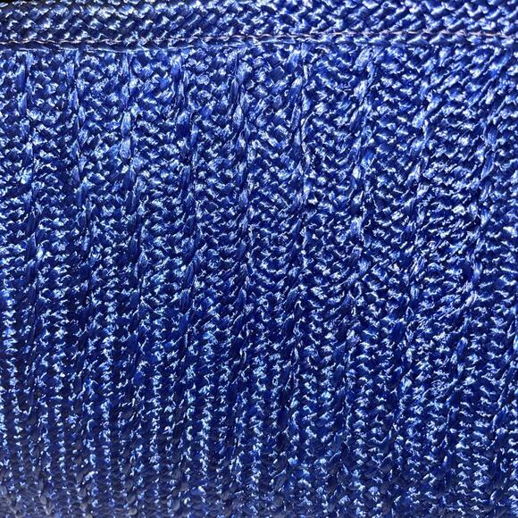 70s Navy Blue Woven Raffia Envelope Clutch Purse Handbag NEW 7.5x11.5 Flat - Picture 2 of 8